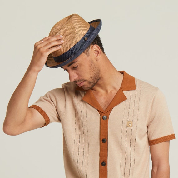 Florence Rust Two-tone Fedora Hat Packable Straw Summer Hat  display picture 2