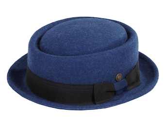 Dasmarca QUINTIN winter telescope crown felt porkpie hat - Azure