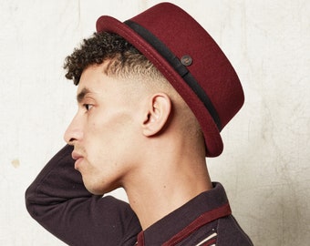 DASMARCA-JACK-Vino-red hat-felt hat-crushable hat-small brim hat-skimpy brim hat-rude boy hat-mod hat-mod style porkpie