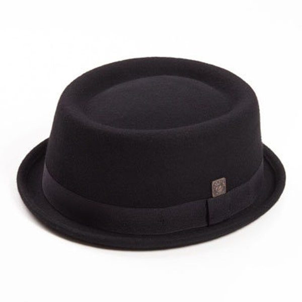 DASMARCA – Jack – Carbon – Hüte für Männer – Filzhut – kleiner Krempenhut – Porkpie-Hut – Mod-Hut – Rude Boy-Hut – schwarzer Porkpie-Hut