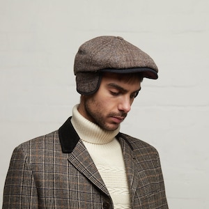 Dasmarca AARON Harris Tweed Cap with Earlaps - Frost