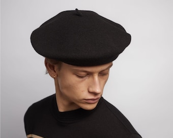 DASMARCA "Made in France" classic wool beret for men and women- Black