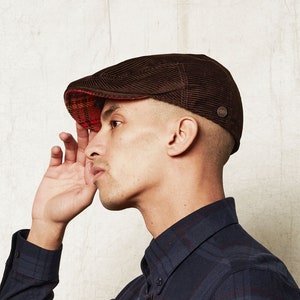 Dasmarca DYLAN Italian cord corduroy flat cap - Brown