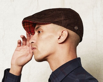 Dasmarca DYLAN Italian cord corduroy flat cap - Brown