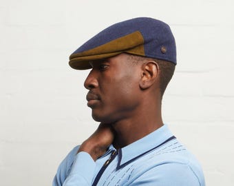 TROY Marine italienische Tweed Wolle Schiebermütze