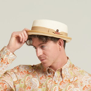 Dasmarca RICO Sommer Teleskop Krone leichter atmungsaktiver Rude-Boy mod Porkpie Hut - Ivory