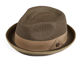 DASMARCA-Andy-Olive-green short brim trilby hat-vintage vibes-retro hat-summer hat