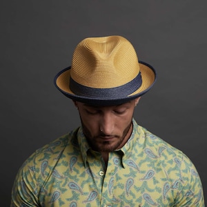 DASMARCA-Florence-Dijon-yellow straw hat-two tone hat-fedora hat-gentleman hat-summer hat