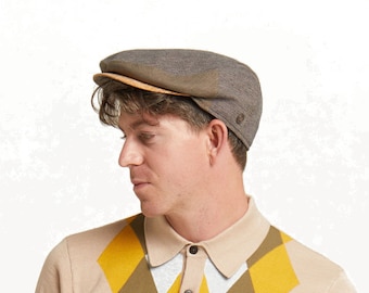 Gorra plana de lino de verano con visera de corcho Henry Taupe