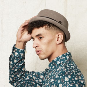 DASMARCA-JACK-Smoke-winter short brim hat-MOD-rude-boy-felt porkpie hat image 4