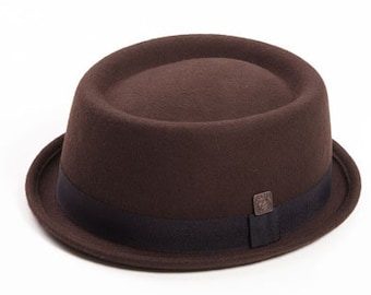 DASMARCA-Jack-Brown-chocolate hat-sombrero hat-winter hat-felt hat-formal hat-porkpie hat-brown porkpie hat-rude boy-mod hat