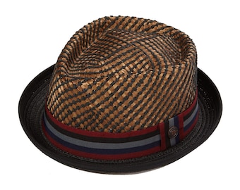 DASMARCA-Nico-Bronze-brown short brim hat-two tone hat- porkpie hat-t-straw porkpie hat-summer hat-brown porkpie hat