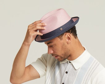 DASMARCA-Florence-Blush-pink summer hat-pink straw hat-pink hat for men-summer pink hat-crushable hat-foldable hat-two tone hat