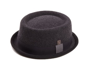 DASMARCA-TONY-Slate-winter short brim-MOD-rude boy-felt porkpie hat