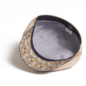 Lloyd Stripe Peaked Summer Italian Linen Bakerboy Newsboy Cap - Beige