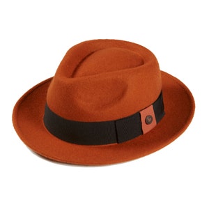 DASMARCA-Pablo-Rust-felt hat-fedora hat-orange fedora hat-wide brim hat-winter hat
