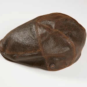 DASMARCA-Alex-Rust-brown cap -golf cap-lather cap-paddy cap-flat cap-classic cap-handmade cap-vintage looking leather cap-driving cap