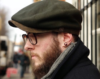 DASMARCA-Eden-olive cap-winter cap-baker boy cap-newsboy cap-peaky cap-wool cap-vintage looking cap