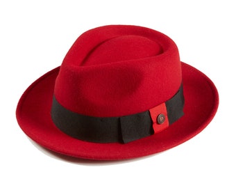 DASMARCA-Pablo-Red hat-red fedora-dress hat-wool hat-fancy hat-dapper hat-mens hat-womens hat-unisex hat