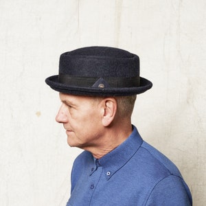 Dasmarca QUINTIN winter telescope crown felt porkpie hat - Ink