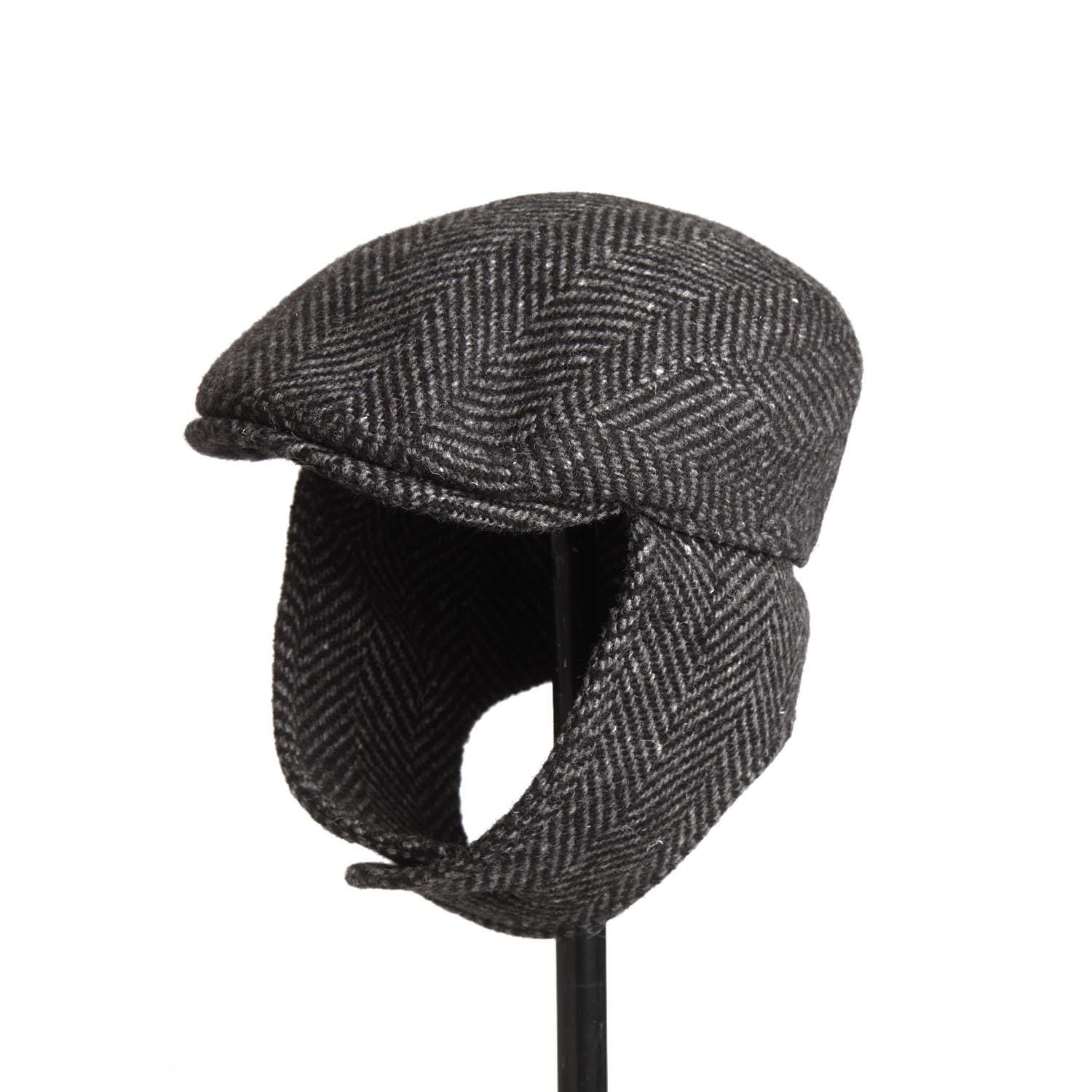 Dasmarca Logan Tweed Wool Checks Italian Cap With Earflaps Trapper