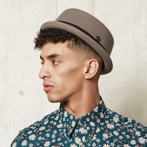 DASMARCA-JACK-Smoke-winter short brim hat-MOD-rude-boy-felt porkpie hat image 1