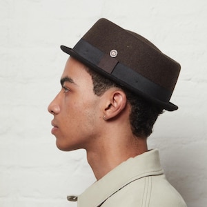 DASMARCA-Tony-Cordova-porkpie hat-brown hat-winter hat-mod hat-stylish hat-chapeau hat-vintage men hat