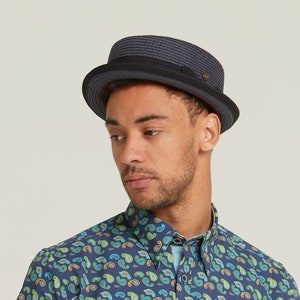 DASMARCA-Rico-Denim-navy porkpie hat-retro porkpie-light weight porkpie - rude boy style - mod style porkpie hat for men