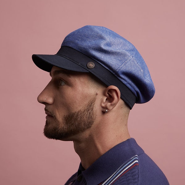 DASMARCA-Finn-Lapis-blue summer cap-driving cap-men cap-women cap-sailor cap-brands cap-linen cap