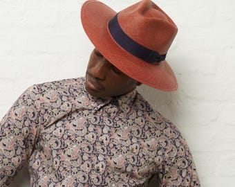 Dasmarca Newton Wide Brim Summer Genuine Panama Straw Hat For Men & Women- Cinnamon