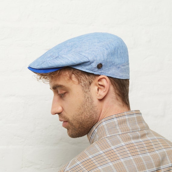 Logan Sky Blue Linen Summer Italian Flat Cap for Men - Etsy