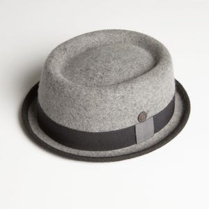 DASMARCA-Tony-Smoke- grey porkpie hat-felt porkpie hat-stingy brim porkpie hat-mod style hat