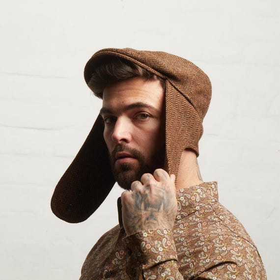Dasmarca LOGAN Italian Tweed Wool Flat Cap With Earflaps Trapper