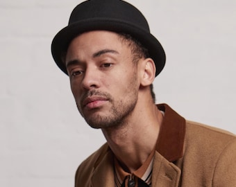 DASMARCA- Jack- Carbon- Hats for Men-Felt hat- Small Brim Hat- Porkpie hat- Mod Hat- Rude Boy Hat- Black Porkpie Hat