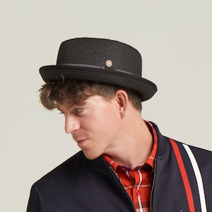 DASMARCA-Durban-Black porkpie hat-summer porkpie hat-porkpie hat for men