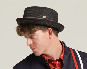 DASMARCA-Durban-Black porkpie hat-summer porkpie hat-porkpie hat for men