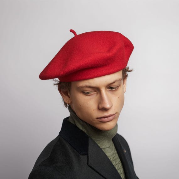 Classic Red Beret Cherry Red | Classic Wool Beret | WoolOvers US main image 4