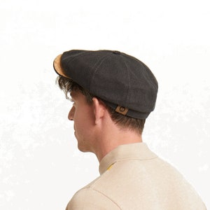 Ryder Ash Grey Summer Cotton Canvas Bakerboy Newsboy Cap With Cork Visor Peak