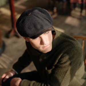 DASMARCA-Eden-Slate wool cap-winter cap-bakerboy boy cap-newsboy cap-peaky cap