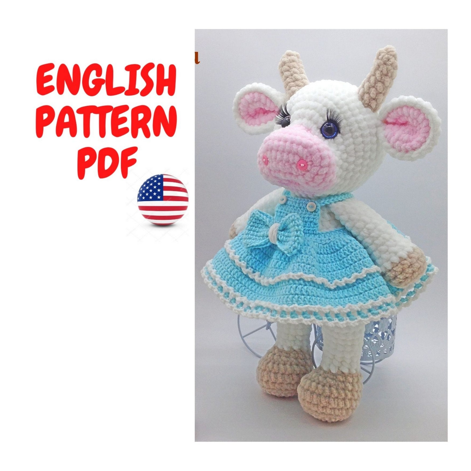 Cow crochet pattern Plush crochet cow Stuffed animal Etsy