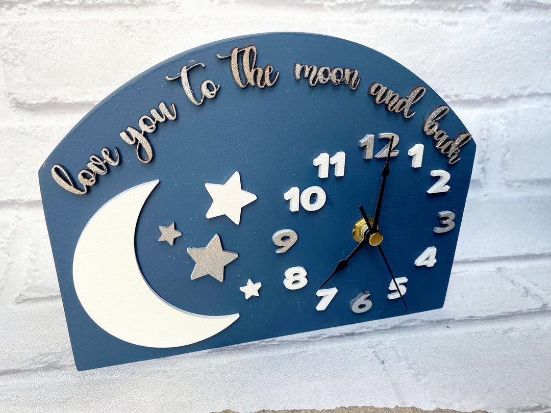 Bedside Freestanding Moon & Star Clock Space Theme Clock - Etsy