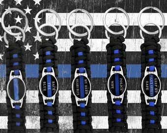 Police Keychain, Blue Line Keychain, Police Paracord Keychain, Gift for Police Officers & Cops, Keep Officer Safe, Back the Blue, Keep Safe
