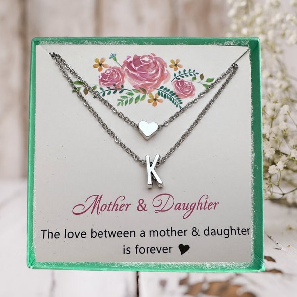 Mother and Daughter Initial Letter Layered Necklace • Mothers Day Necklace • Mother and Daughter Gift • Mother Jewelry • Layered Necklace