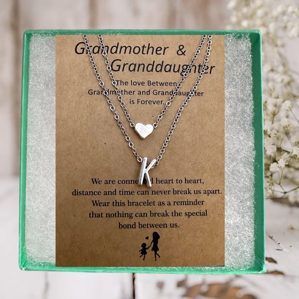 Grandmother and Granddaughter Initial Letter Layered Necklace • Grandma Day • Grandmother and Granddaughter Jewelry Gift  • Layered Necklace