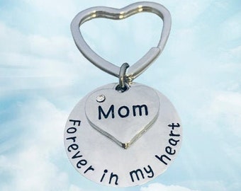 Personalized Memorial Jewelry, Forever in My Heart Heaven Keychain, Mom, Dad, Grandma, Sympathy Bereavement Gift, Parent loss, Remembrance