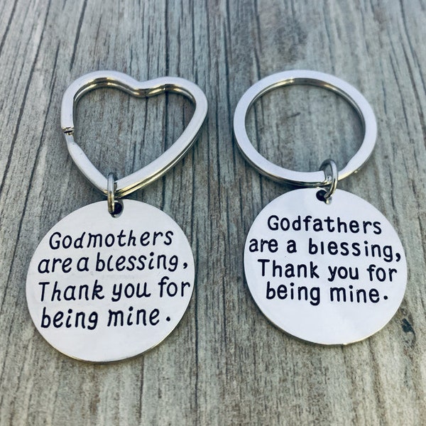 Godmother & Godfather Keychains, Godparent Gifts, Godmother Jewelry, Baptism Gift, Thank You Gift, Godparent Proposal, Christening