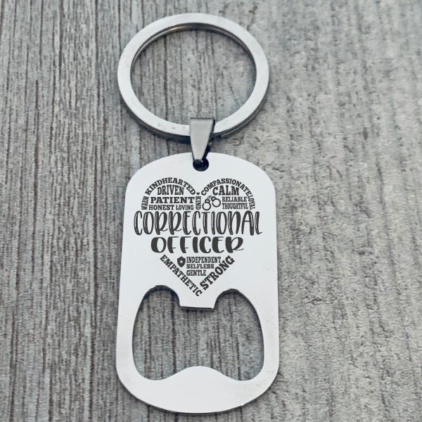 Correctional Officer Keychain, Corrections Officer Gift, Correction Officer Jewelry, Stainless Steel Bottle Opener