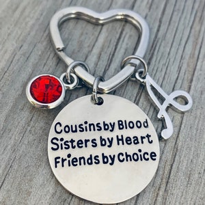 Personalized Cousin Gift, Cousins by Chance, Friends by Choice Charm Keychain, Cousin Jewelry, Cousin Birthday, Cousin Crew, Long Distance