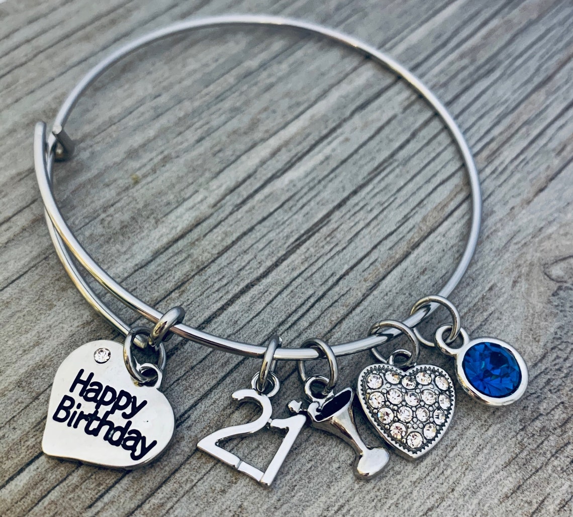 Personalized 21st Birthday Bracelet for Women Twenty First Etsy
