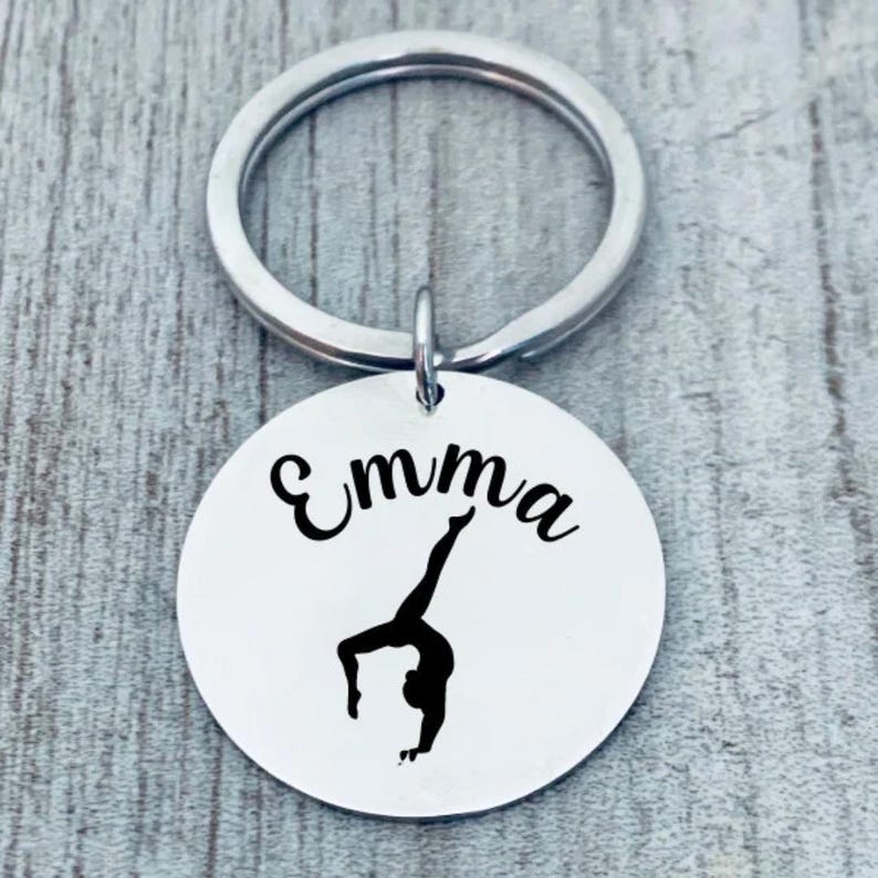 Personalized Engraved Gymnastics Keychain, Girls Live Love Tumble